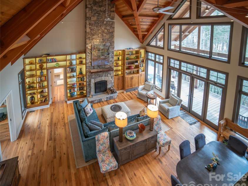 2186 Long Rifle Ridge Road, Nebo, NC 28761.  MLS# CAR4349761, YatesRealty ID 11631. Looking down from loft