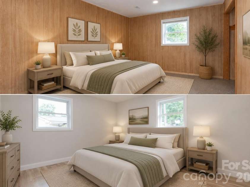 258 New Leicester Highway, Asheville, NC 28806.  MLS# CAR4381692, YatesRealty ID 11696. Virtually Staged Bedroom 2 & 3
