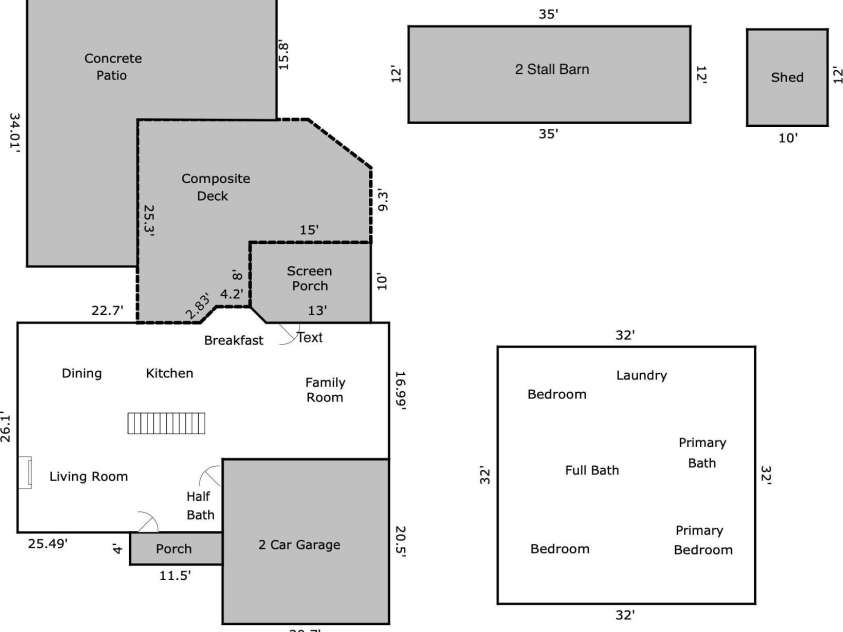 6910 Birdsong Lane, Waxhaw, NC 28173.  MLS# CAR4253788, YatesRealty ID 11745. 2054 SF Home with 2 Stall Barn and Shed