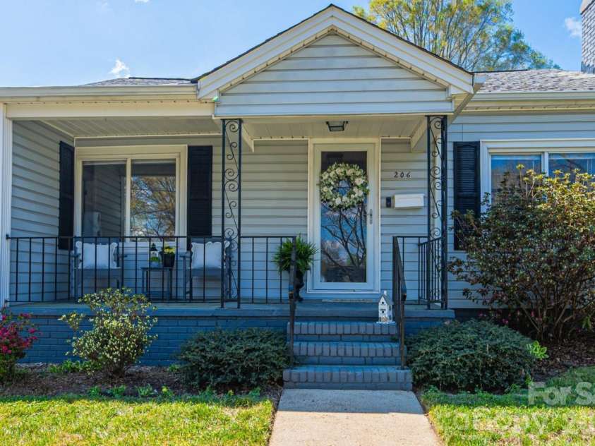 206 Bates Avenue, Cherryville, NC 28021.  MLS# CAR4358580, YatesRealty ID 11779. Front porch