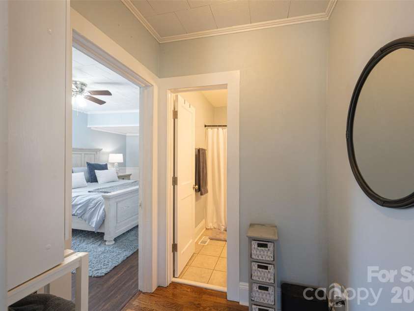 206 Bates Avenue, Cherryville, NC 28021.  MLS# CAR4358580, YatesRealty ID 11779. Hall to bath