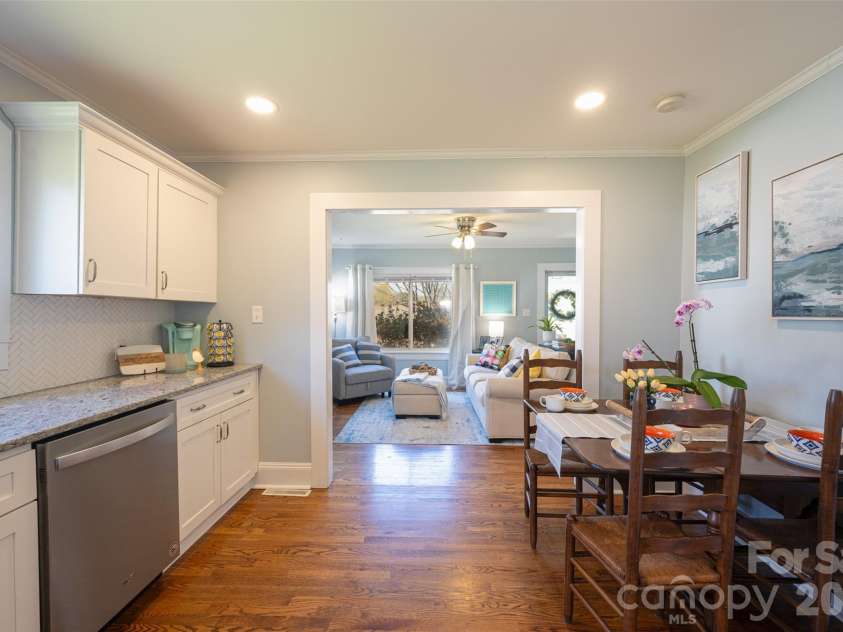 206 Bates Avenue, Cherryville, NC 28021.  MLS# CAR4358580, YatesRealty ID 11779. Kitchen and living