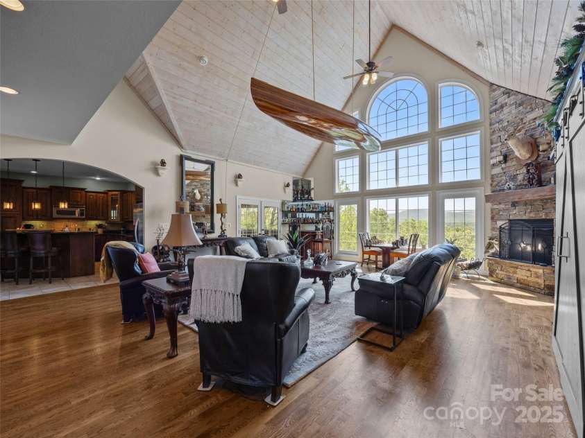 410 Lamp Post Drive, Zirconia, NC 28790.  MLS# CAR4253255, YatesRealty ID 11787. Open living with paneled ceiling