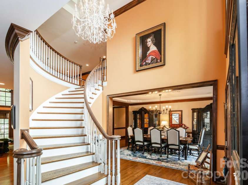1720 Mills Harris Road, Wingate, NC 28174.  MLS# CAR4366223, YatesRealty ID 11793. Staircase & Dining Room 