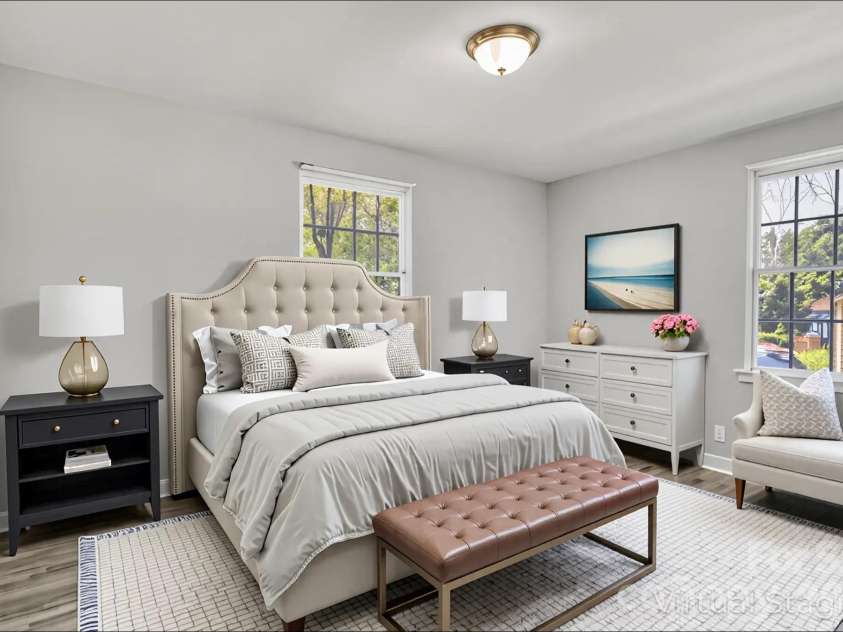 3637 Glenville Avenue, Charlotte, NC 28215.  MLS# CAR4382722, YatesRealty ID 11859. Walking into first bedroom (virtually staged & enhanced).