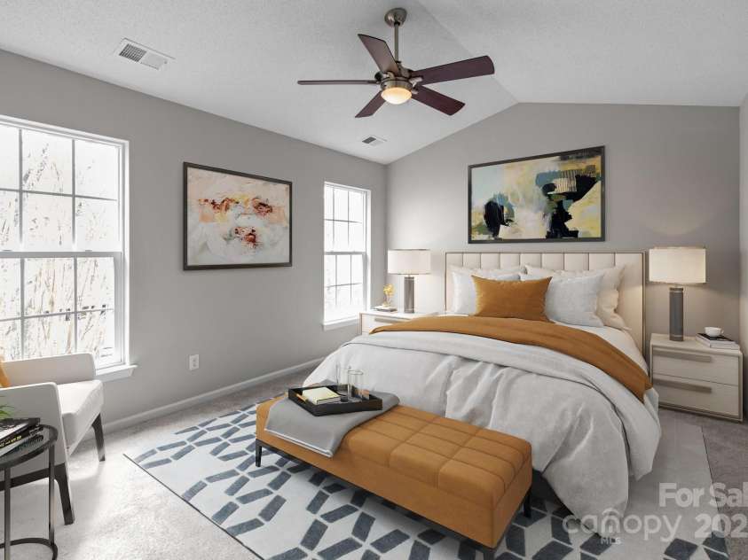 9014 Arbor Creek Drive, Charlotte, NC 28269.  MLS# CAR4225793, YatesRealty ID 1188. Main Bedroom/virtually staged