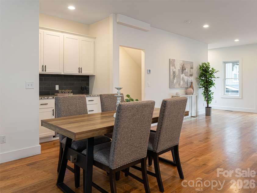 197 Chatham Road, Asheville, NC 28804.  MLS# CAR4290361, YatesRealty ID 11880. Dining Area with room for large table; coffee/wine bar station overlooking Great Room and Upper Deck