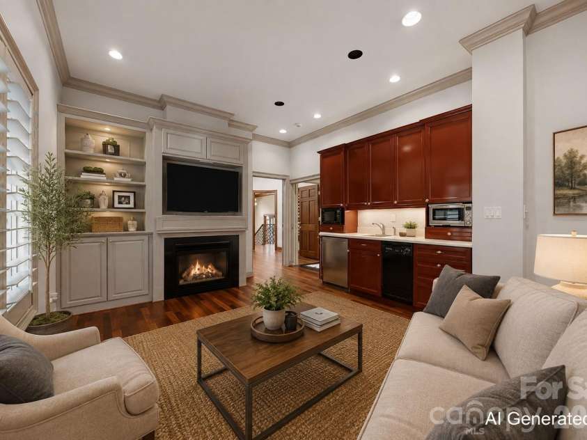 3619 Links Drive, Conover, NC 28613.  MLS# CAR4315421, YatesRealty ID 11899. Owners Den with wetbar and gas log fireplace.