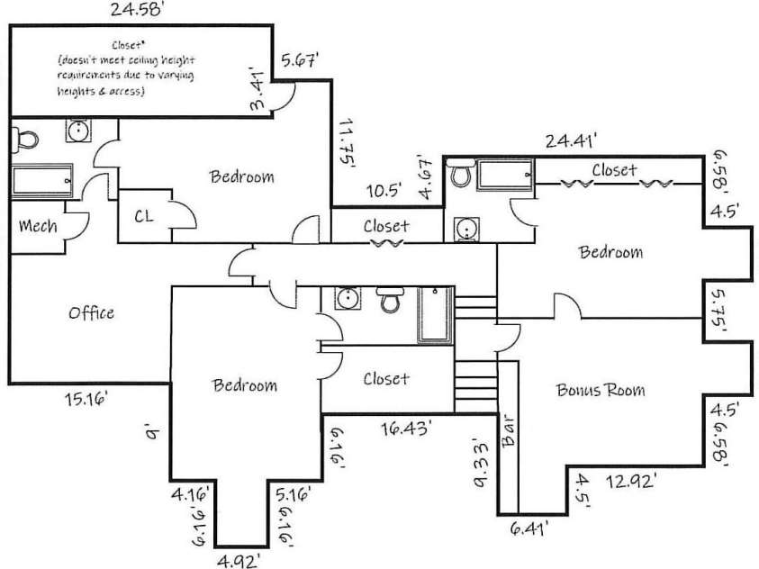 3619 Links Drive, Conover, NC 28613.  MLS# CAR4315421, YatesRealty ID 11899. Upper-level floor plan featuring spacious guest suites and additional living areas.