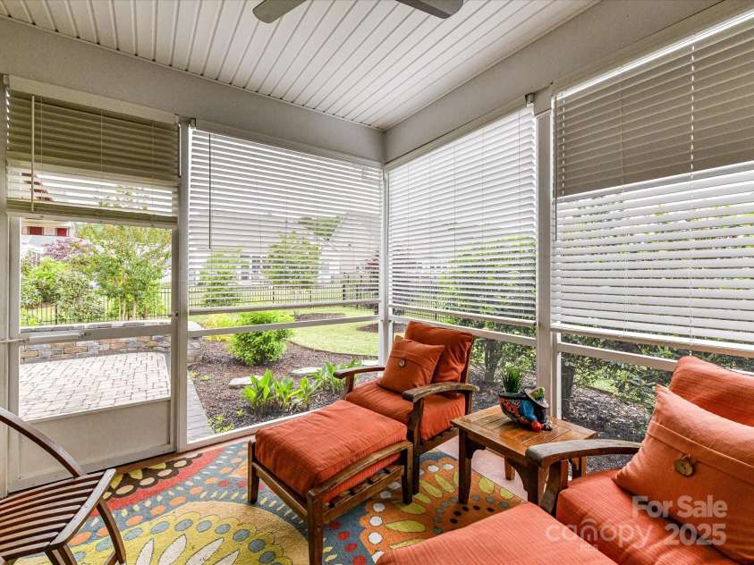 3333 Oliver Stanley Trail, Lancaster, SC 29720.  MLS# CAR4251729, YatesRealty ID 11943. Screened Porch with Fan and Blinds