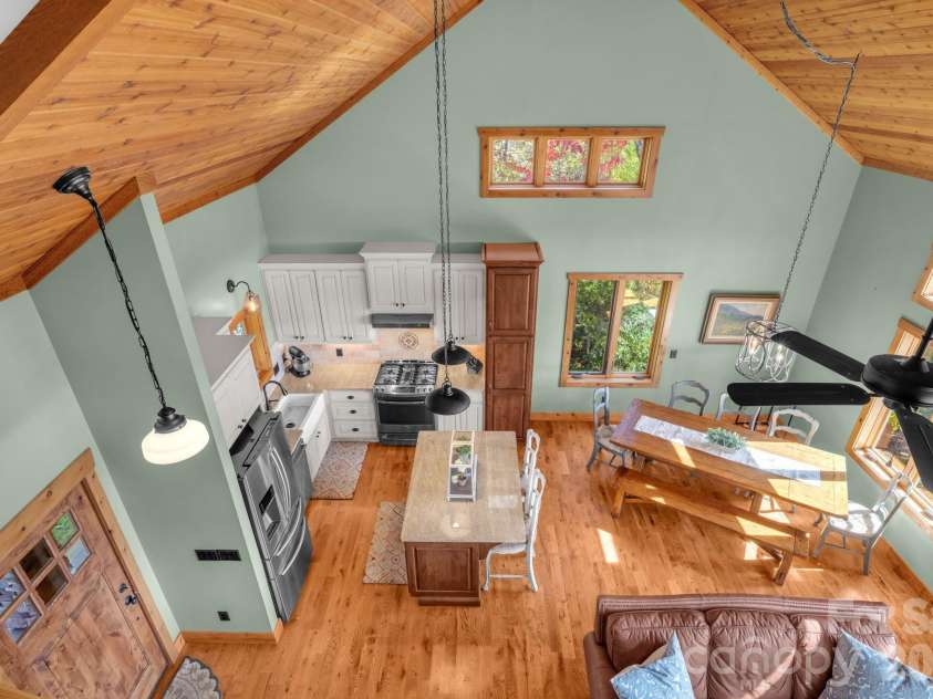 4092 Dense Acre Trail, Nebo, NC 28761.  MLS# CAR4316598, YatesRealty ID 11950. Great Room, Kitchen & Dining Area