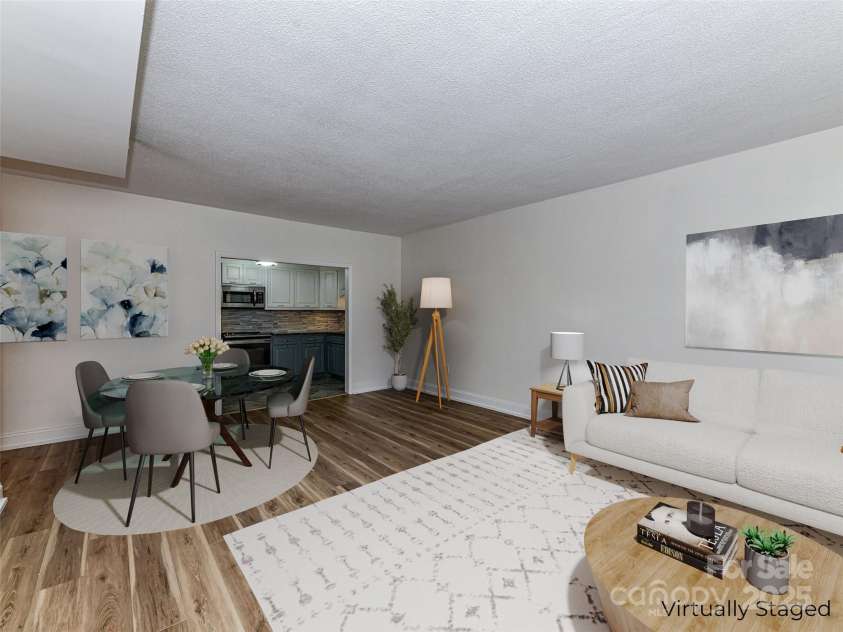 1300 Reece Road, Charlotte, NC 28209.  MLS# CAR4318620, YatesRealty ID 1200. Virtually Staged Dining Area and Family Room