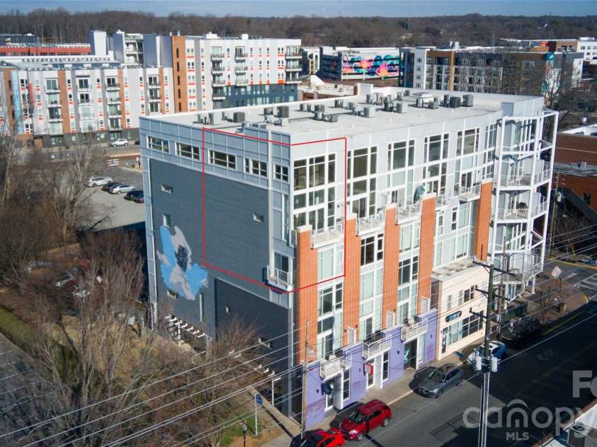 3123 Davidson Street, Charlotte, NC 28205.  MLS# CAR4341241, YatesRealty ID 12024. Redline outlines the unit 313