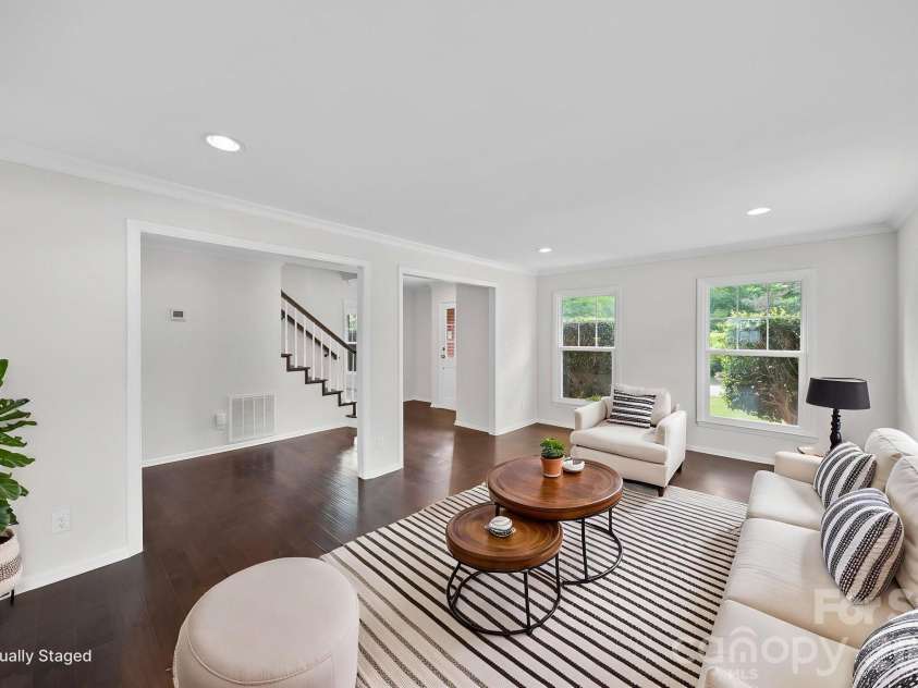 21 Bowen Drive, Belmont, NC 28012.  MLS# CAR4368303, YatesRealty ID 12038. Virtual Staging in Living room with a different look and different angle