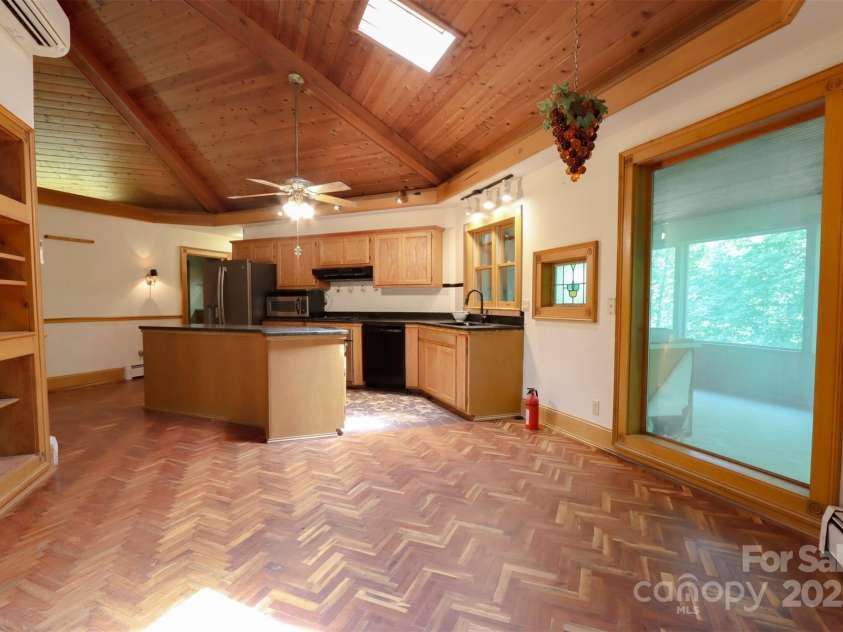 388 Island Creek Road, Lake Lure, NC 28746.  MLS# CAR4062749, YatesRealty ID 1204. Parquet floors in greatoom