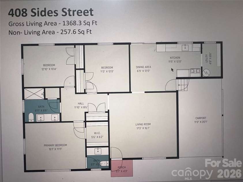 408 Sides Street, Rockwell, NC 28138.  MLS# CAR4357665, YatesRealty ID 12042. Floor plan