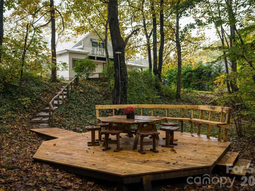 125 Timberline Drive, Maggie Valley, NC 28751.  MLS# CAR4365307, YatesRealty ID 12058. Creekside Deck
