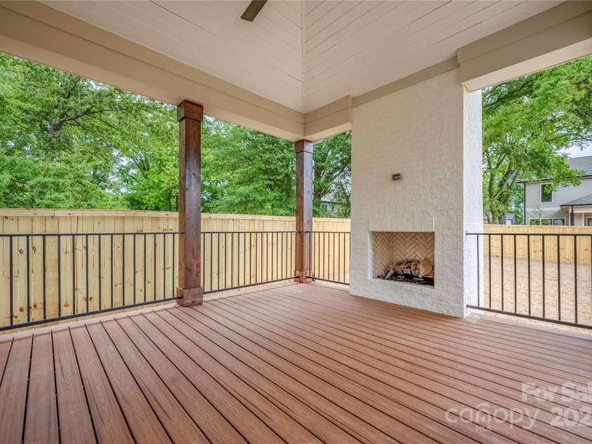 1816 Parson Street, Charlotte, NC 28205.  MLS# CAR4252975, YatesRealty ID 12070. Outdoor covered porch with gas log fireplace