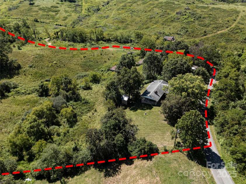 56 Gill Branch Road, Weaverville, NC 28787.  MLS# CAR4270678, YatesRealty ID 1209. Parcel outline is approximate.