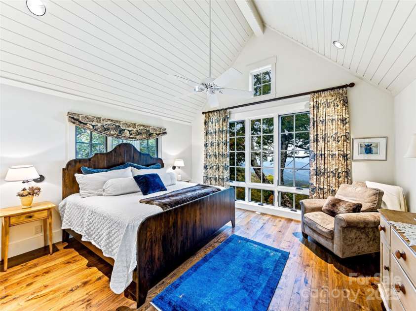 616 Old Growth Forest Road, Burnsville, NC 28714.  MLS# CAR4076276, YatesRealty ID 12106. Ensuite spacious Guest bedroom 1 of 3 on this Upper Level. Yes!!! The views!!!