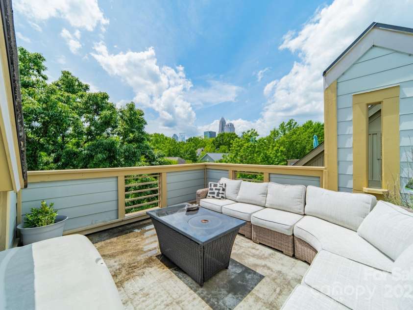 738 Garden District Drive, Charlotte, NC 28202.  MLS# CAR4255634, YatesRealty ID 12131. Rooftop Terrace w/ view of Uptown