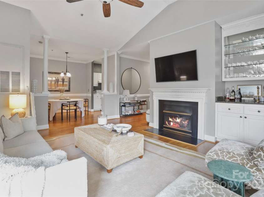 5730 Closeburn Road, Charlotte, NC 28210.  MLS# CAR4271310, YatesRealty ID 12165. Great Room and adjacent Dining Room
