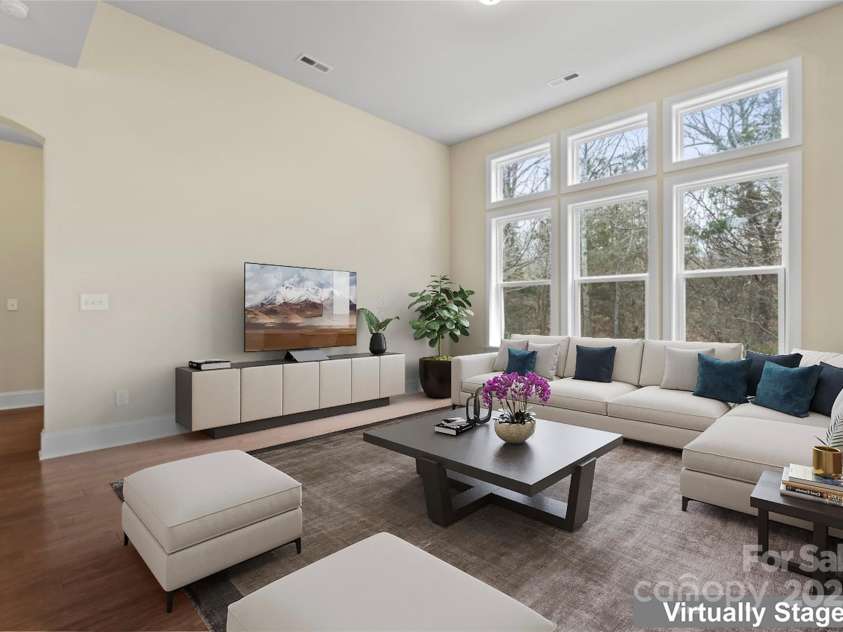 11604 Bradford Park Drive, Davidson, NC 28036.  MLS# CAR4222363, YatesRealty ID 12303. Virtually staged living room