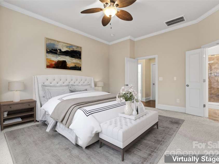 11604 Bradford Park Drive, Davidson, NC 28036.  MLS# CAR4222363, YatesRealty ID 12303. Virtually staged primary bedroom