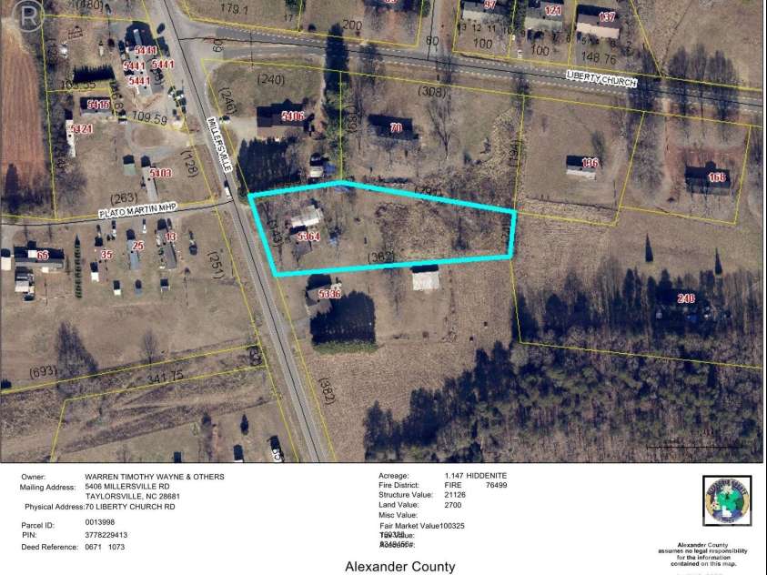 5364 Millersville Road, Taylorsville, NC 28681.  MLS# CAR4248046, YatesRealty ID 12377. 