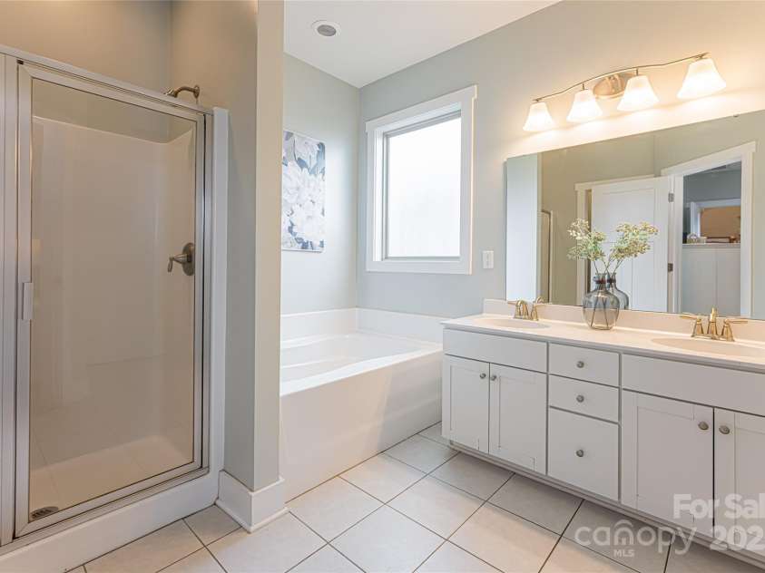 316 Wild Ginger Court, Weaverville, NC 28787.  MLS# CAR4245855, YatesRealty ID 12406. Primary en-suite bath featuring a soaking tub and a double vanity