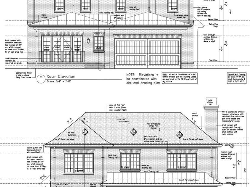 4004 Nettie Court, Charlotte, NC 28211.  MLS# CAR4224277, YatesRealty ID 12408. Front and Rear Elevation