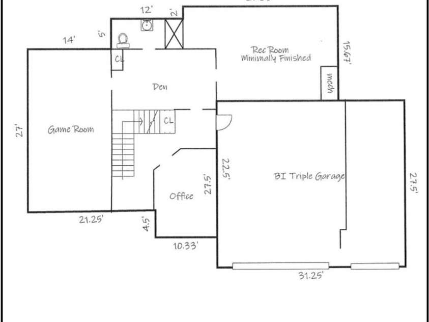 5774 Crown Terrace, Hickory, NC 28601.  MLS# CAR4213734, YatesRealty ID 12484. Lower Level - Basement Floor Plan