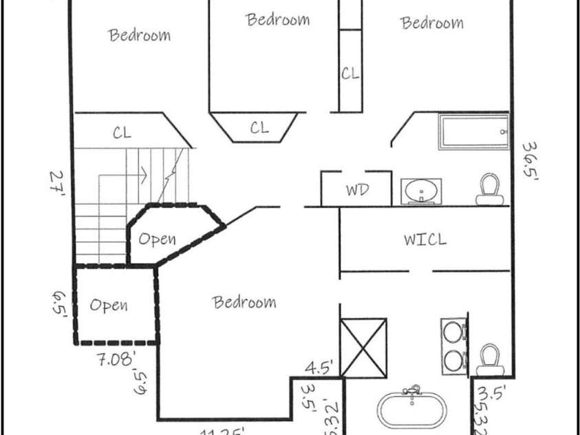 5774 Crown Terrace, Hickory, NC 28601.  MLS# CAR4213734, YatesRealty ID 12484. Upper Level Floor Plan