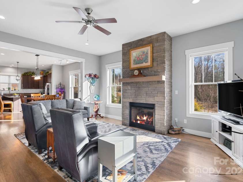 6 Temujin Drive, Leicester, NC 28748.  MLS# CAR4285175, YatesRealty ID 1252. Stone gas fireplace