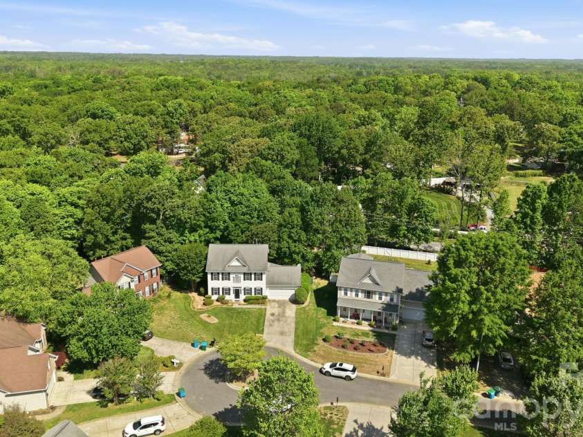 3916 Grace Court, Indian Trail, NC 28079.  MLS# CAR4367122, YatesRealty ID 12529. Cul-de-sac Aerial View