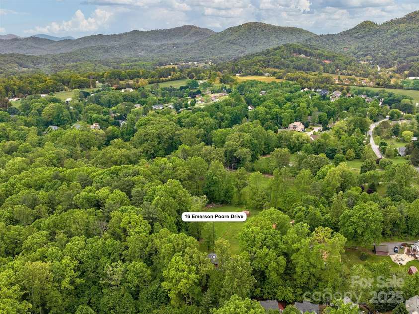 16 Emerson Poore Drive, Candler, NC 28715.  MLS# CAR4256902, YatesRealty ID 12551. Aerial view