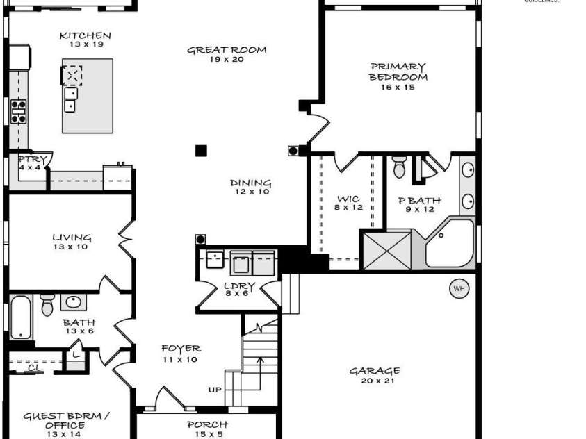 4122 Banfield Place, Charlotte, NC 28226.  MLS# CAR4252239, YatesRealty ID 12562. Main Floor Plan