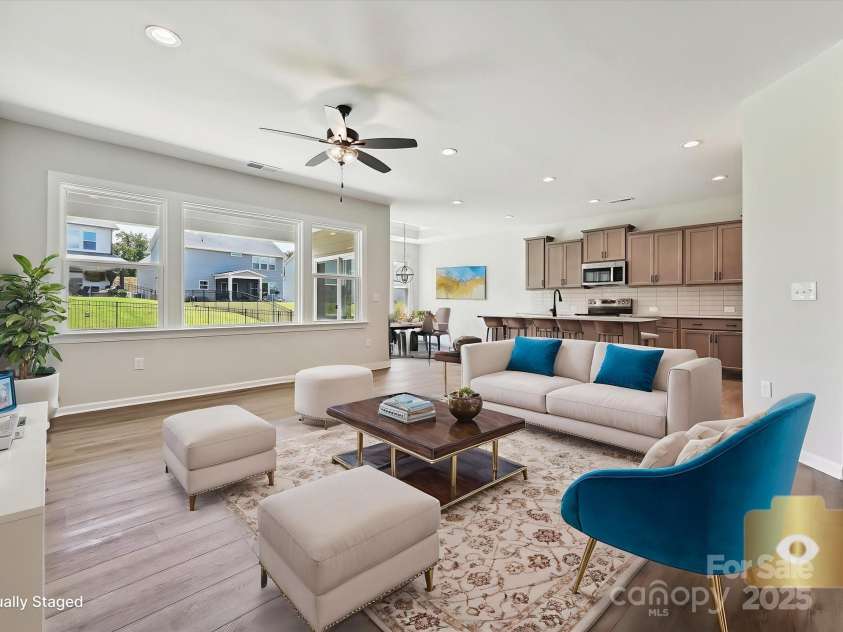 2229 Camber Drive, Gastonia, NC 28054.  MLS# CAR4244592, YatesRealty ID 12656. Family Room/Kitchen **Virtually Staged**