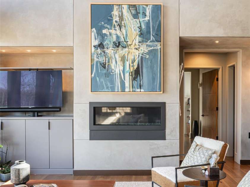 391 High Hickory Trail, Swannanoa, NC 28778.  MLS# CAR4255021, YatesRealty ID 12669. Custom cabinets with hidden Samsung TV