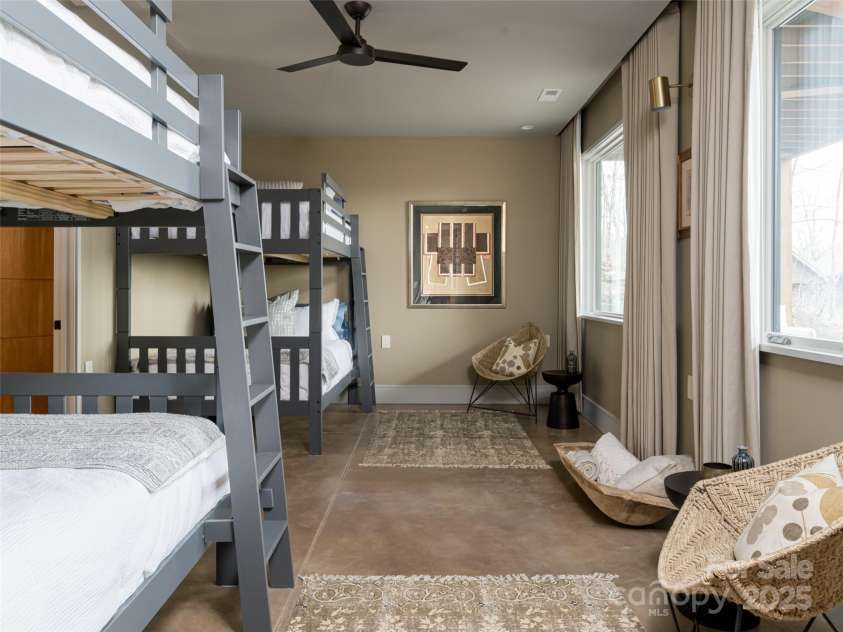 391 High Hickory Trail, Swannanoa, NC 28778.  MLS# CAR4255021, YatesRealty ID 12669. Lower Level Bunk Room