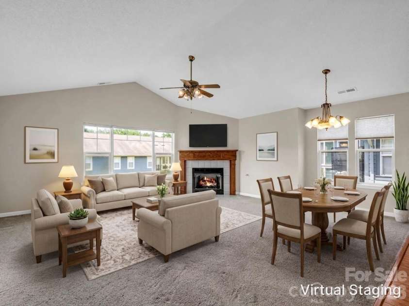 51 Barn Owl Way, Hendersonville, NC 28792.  MLS# CAR4394410, YatesRealty ID 12718. Living/Dining Room Virtually Staged