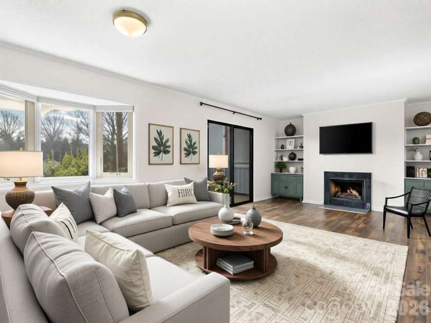 201 Racquet Club Road, Asheville, NC 28803.  MLS# CAR4341796, YatesRealty ID 12720. Virtually Staged Living Area