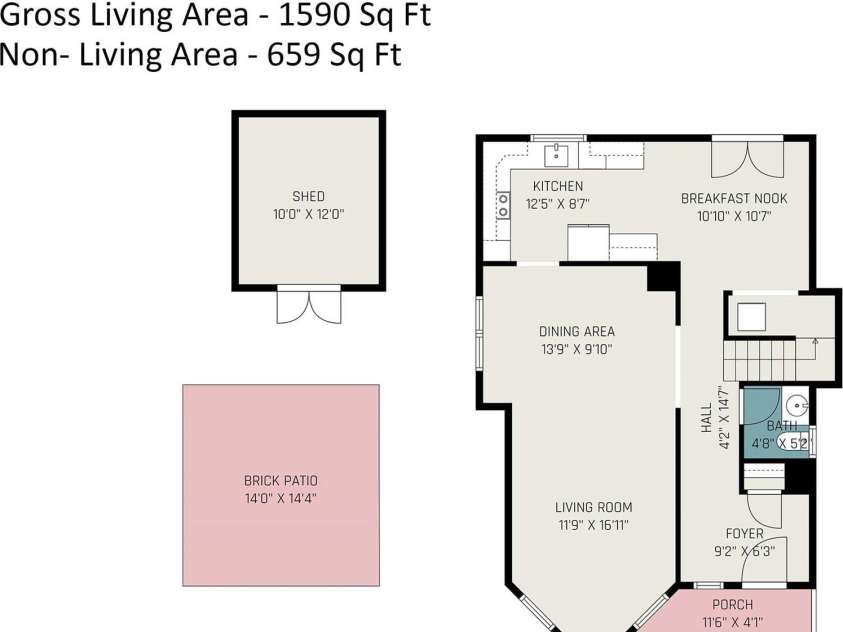 3004 Point Clear Drive, Tega Cay, SC 29708.  MLS# CAR4249209, YatesRealty ID 12772. Main level floor plan