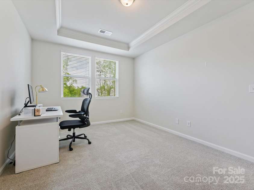 3813 Amalia Place, Indian Land, SC 29707.  MLS# CAR4246224, YatesRealty ID 12822. Main Level Primary Suite features a tray ceiling w/Crown Molding.  The lighting is wired for a ceiling fan.