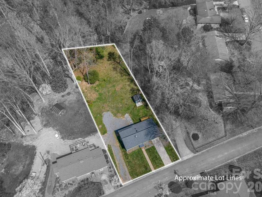 202 Clark Street, Morganton, NC 28655.  MLS# CAR4361129, YatesRealty ID 12835. Aerial View with Approximate Lot Lines