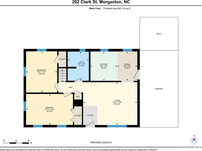 202 Clark Street, Morganton, NC 28655.  MLS# CAR4361129, YatesRealty ID 12835. Floor Plan of Main Level