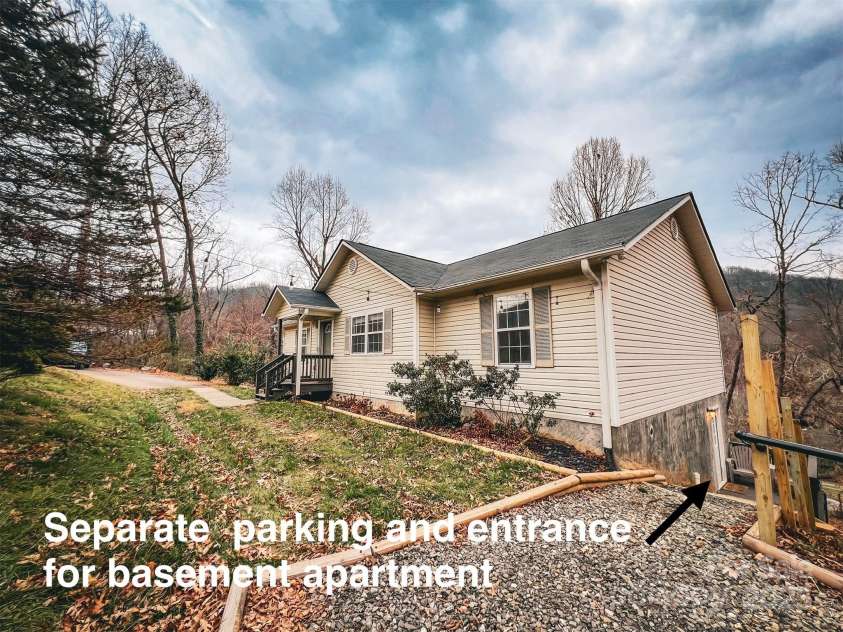805 Reems Creek Road, Weaverville, NC 28787.  MLS# CAR4206802, YatesRealty ID 12835. Exterior entrance AND separate parking area for basement apartment.