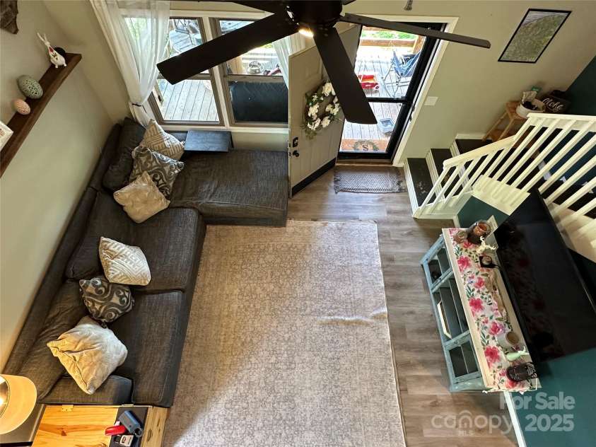 115 Kuykendall Lane, Canton, NC 28716.  MLS# CAR4253342, YatesRealty ID 12840. View from loft looking down into the family room