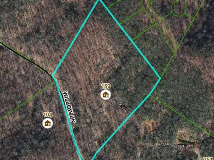 159 Willow Lane, Rosman, NC 28772.  MLS# CAR4247318, YatesRealty ID 12843. Aerial of Lot