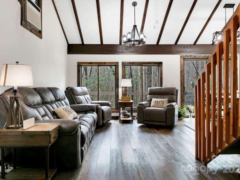 159 Willow Lane, Rosman, NC 28772.  MLS# CAR4247318, YatesRealty ID 12843. Livingroom to Deck